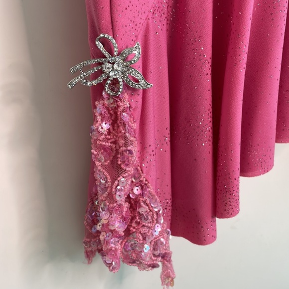 Custom Ballroom Dance Dress - Pink Sparkly - Picture 3 of 6